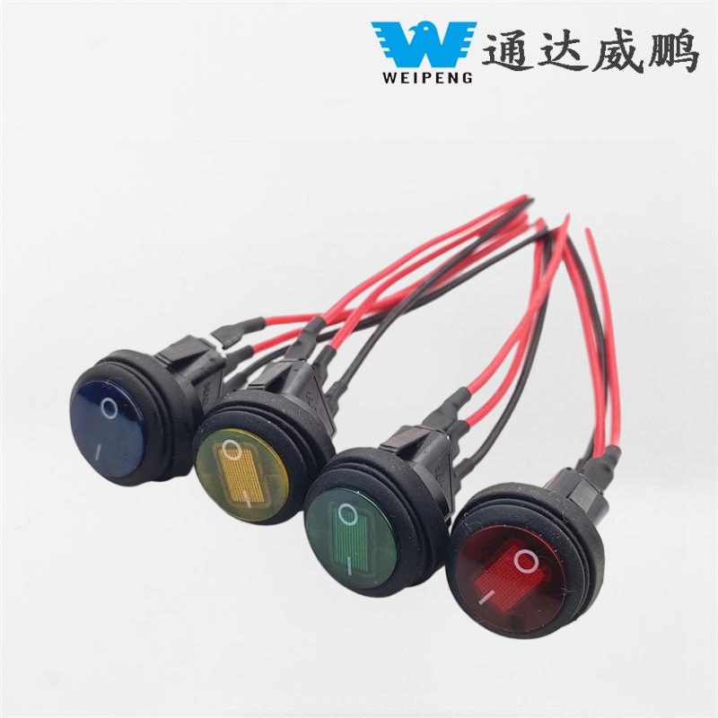 Interruttore di alimentazione a bilanciere rotondo 12V 20A con cavi