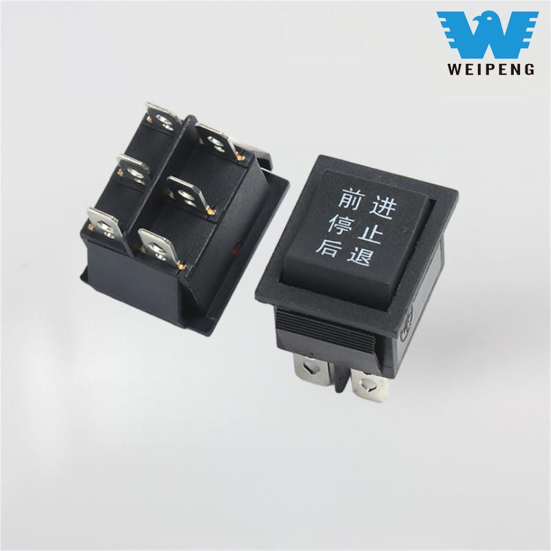 KCD4 Interruttore a bilanciere nero 31 * 25 mm a 6 pin 3 posizioni 16A 250 V