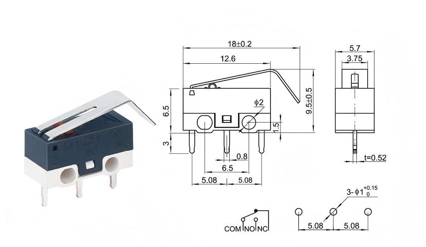 Interruttore mouse con impugnatura curva DOT argento
