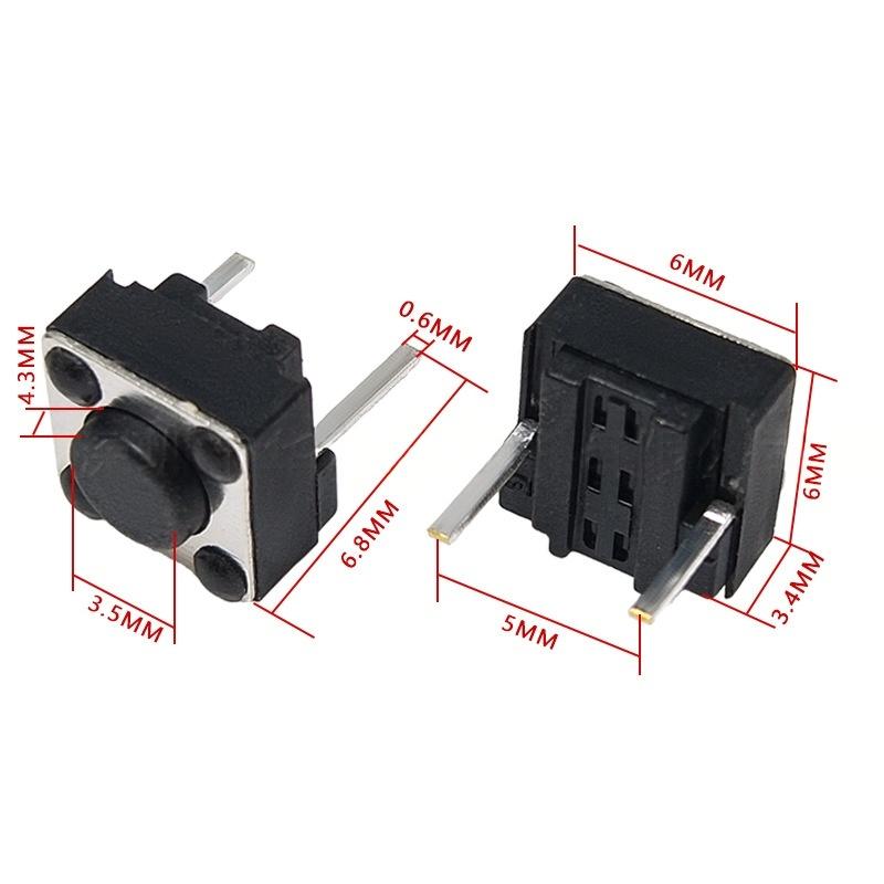 Interruttore a pulsante verticale micro tattile a due pin 6 * 6 * 4.3 / 5/7/9