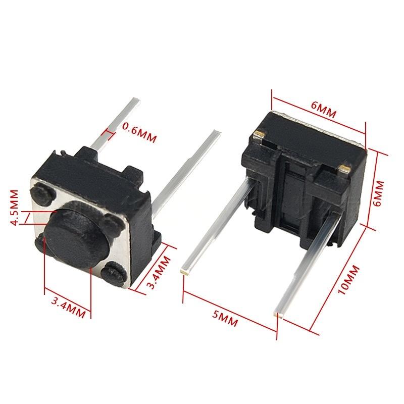 Interruttore a pulsante verticale micro tattile a due pin 6 * 6 * 4.5