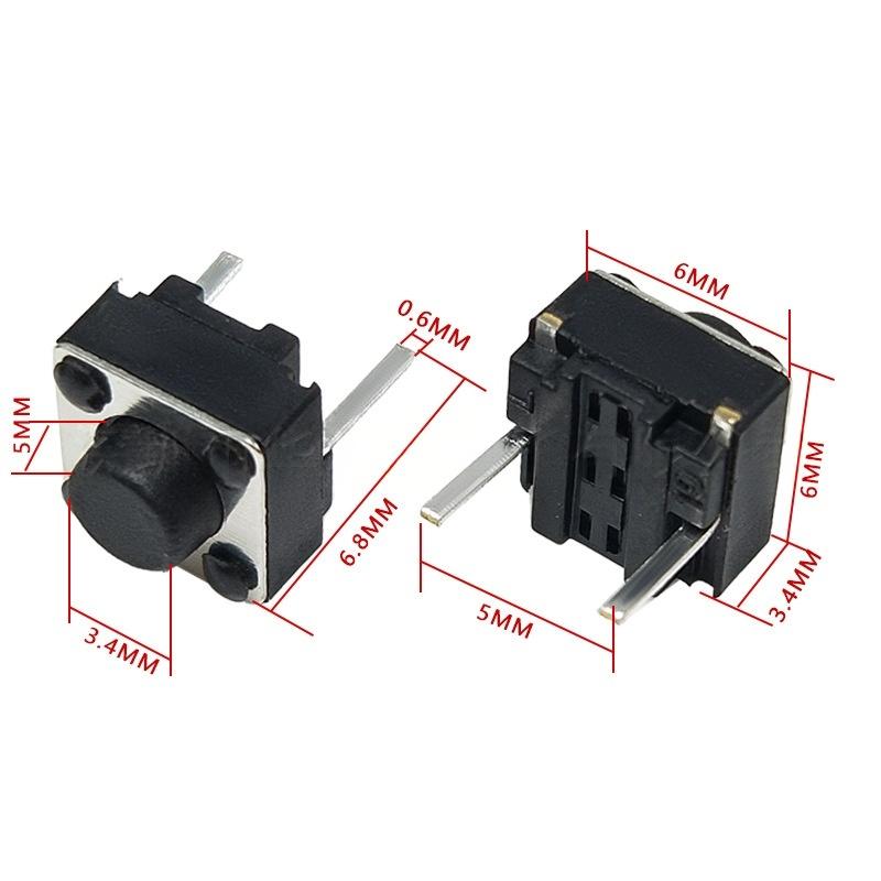 Interruttore a pulsante tattile verticale Micro-Motion a due pin 6 * 6 * 5