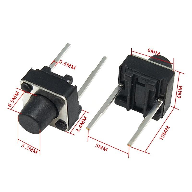 Interruttore a pulsante tattile verticale Micro-Motion a due pin 6 * 6 * 6.5