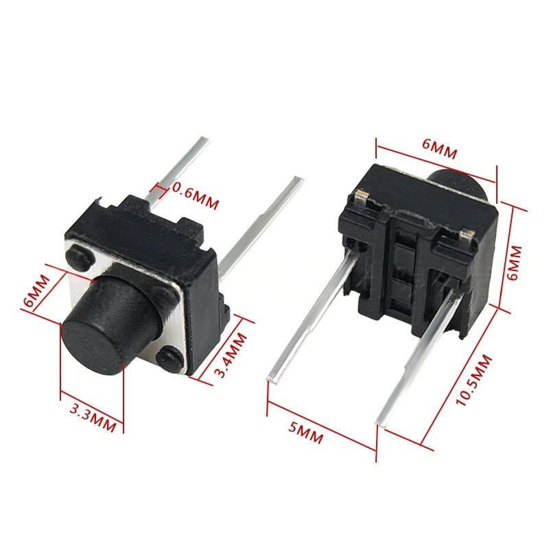 Interruttore a pulsante tattile verticale Micro-Motion a due pin 6 * 6 * 6