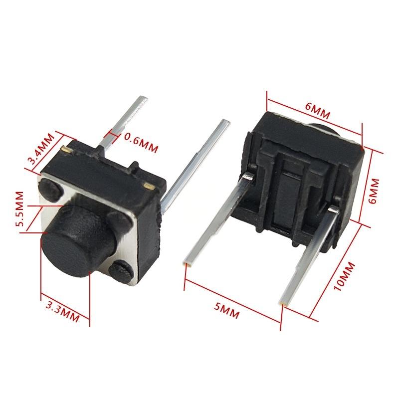 Interruttore a pulsante tattile verticale Micro-Motion a due terminali 6 * 6 * 5.5